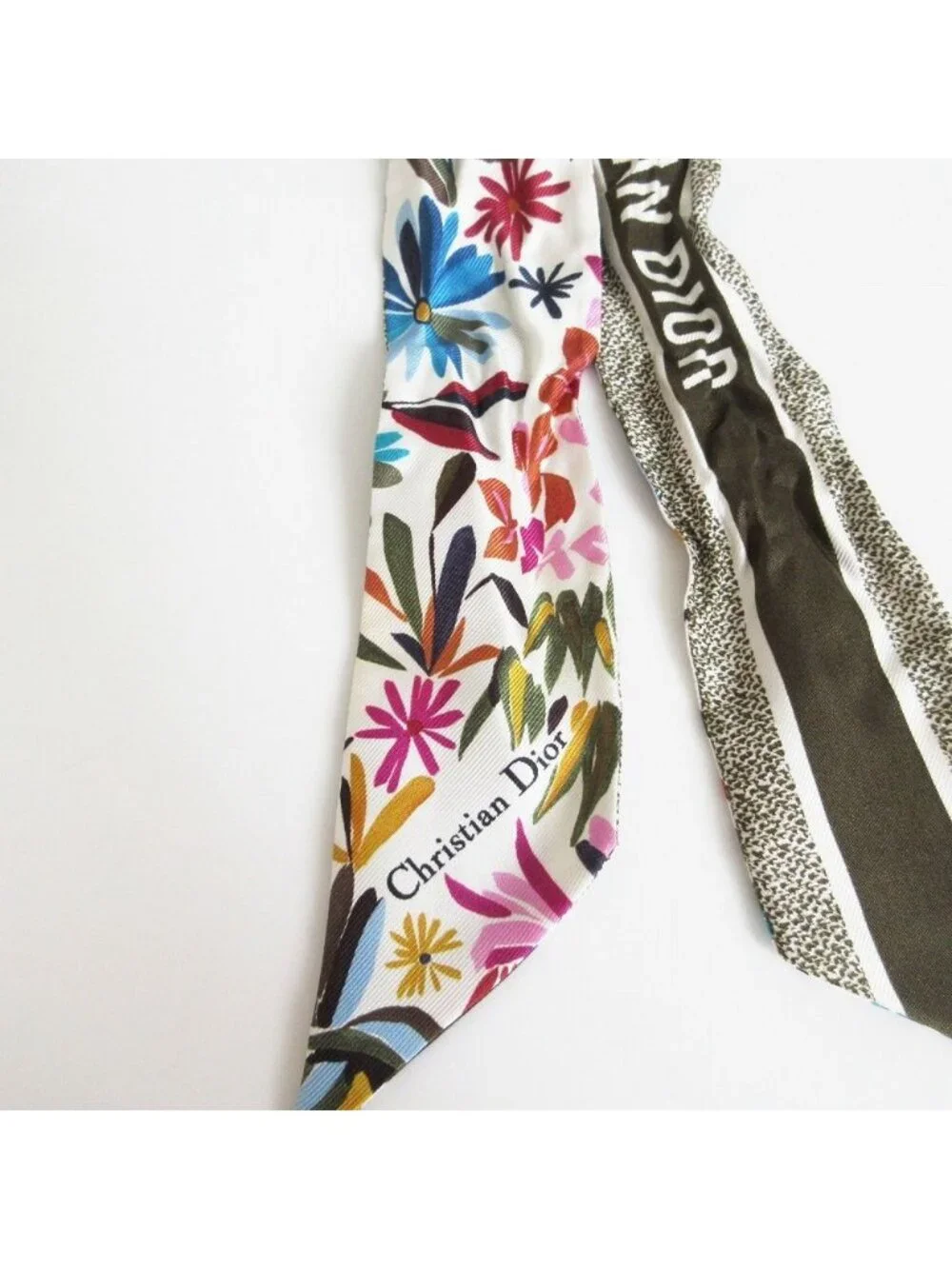 Dior Scarf Mitzah Silk Twill Flower Butterfly 100% Multicolor Plant Bandana